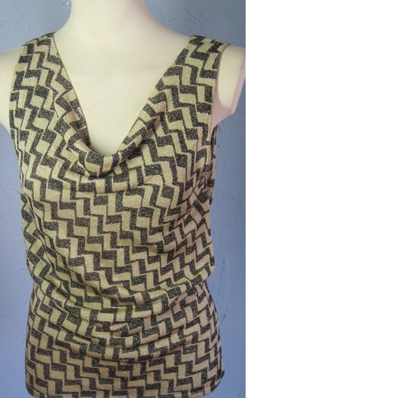 Anne Klein New Black Gold Glittery Top Size L - Picture 2 of 8